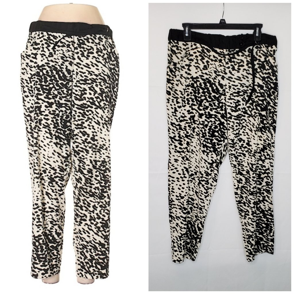 W118 By Walter Baker Black & White Casual Pants Large ~ Lightweight Artistic